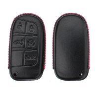 Leather key fob cover case fit for Jeep, Fiat J4, J5, J6, J7 remote key black