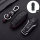 Premium Leder Schlüsselhülle / Schutzhülle (LEK48) passend für Ford Schlüssel inkl. Karabiner - schwarz