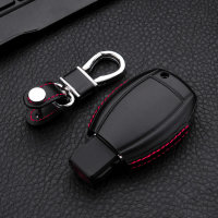 Leder Hartschalen Cover passend für Mercedes-Benz Schlüssel schwarz LEK48-M7-1