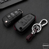 Leather key fob cover case fit for Audi AX3 remote key black