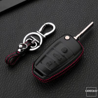 Leather key fob cover case fit for Audi AX3 remote key black