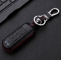 Leder Hartschalen Cover passend für Mazda Schlüssel schwarz LEK48-MZ2-1