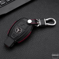 Leder Hartschalen Cover passend für Mercedes-Benz Schlüssel schwarz LEK48-M6-1