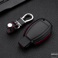 Leder Hartschalen Cover passend für Mercedes-Benz Schlüssel schwarz LEK48-M6-1