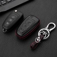 Leder Hartschalen Cover passend für Ford Schlüssel schwarz LEK48-F4-1