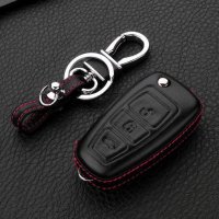 Leder Hartschalen Cover passend für Ford Schlüssel schwarz LEK48-F4-1