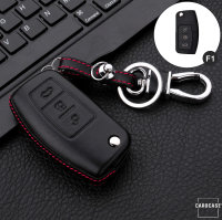 Leder Hartschalen Cover passend für Ford Schlüssel schwarz LEK48-F1-1