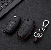 Leder Hartschalen Cover passend für Ford Schlüssel schwarz LEK48-F1-1