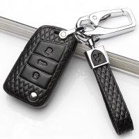 BLACK-ROSE Leder Schlüssel Cover für Volkswagen Schlüssel schwarz LEK4-V8X
