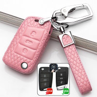 BLACK-ROSE Leder Schlüssel Cover für Volkswagen Schlüssel rosa LEK4-V8X