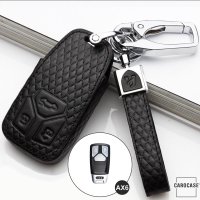 Coque de protection en cuir pour voiture Audi clé télécommande AX6 noir