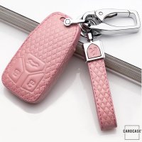 Coque de protection en cuir pour voiture Audi clé télécommande AX6 rose