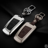Alu Hartschalen Schlüssel Case passend für BMW Autoschlüssel chrom/schwarz HEK2-B4-29
