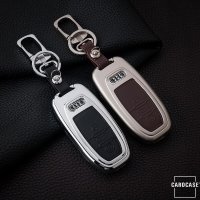 Aluminum key fob cover case fit for Audi AX4 remote key champagne/brown