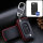 Coque de protection en cuir pour voiture Citroen, Peugeot clé télécommande PX2 noir/rouge