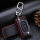 Leder Schlüssel Cover passend für Citroen, Peugeot Schlüssel CX2, PX2 schwarz/rot