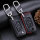 Leather key fob cover case fit for Citroen, Peugeot PX2 remote key black/black