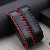 Coque de protection en cuir pour voiture Citroen, Peugeot clé télécommande P3 noir/rouge