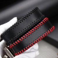 Cuero funda para llave de Citroen, Peugeot P3 negro/rojo