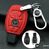 Coque de protection en cuir pour voiture Mercedes-Benz clé télécommande M7 rouge