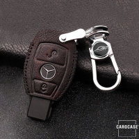 Leather key fob cover case fit for Mercedes-Benz M6 remote key light brown