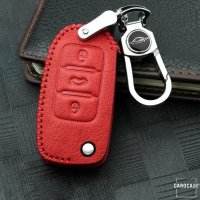 Cover Guscio / Copri-chiave Pelle compatibile con Volkswagen, Skoda, Seat V2 Marrone chiaro