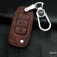 Cover Guscio / Copri-chiave Pelle compatibile con Volkswagen, Skoda, Seat V2X Marrone chiaro