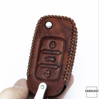 RUSTY Leder Schlüssel Cover passend für Volkswagen, Skoda, Seat Schlüssel hellbraun LEK13-V2X