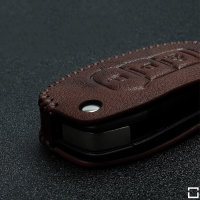 Leather key fob cover case fit for Ford F2 remote key light brown