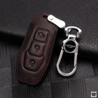 Cover Guscio / Copri-chiave Pelle compatibile con Ford F3 Marrone scuro