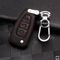 Coque de protection en cuir pour voiture Ford clé télécommande F4 brun foncé