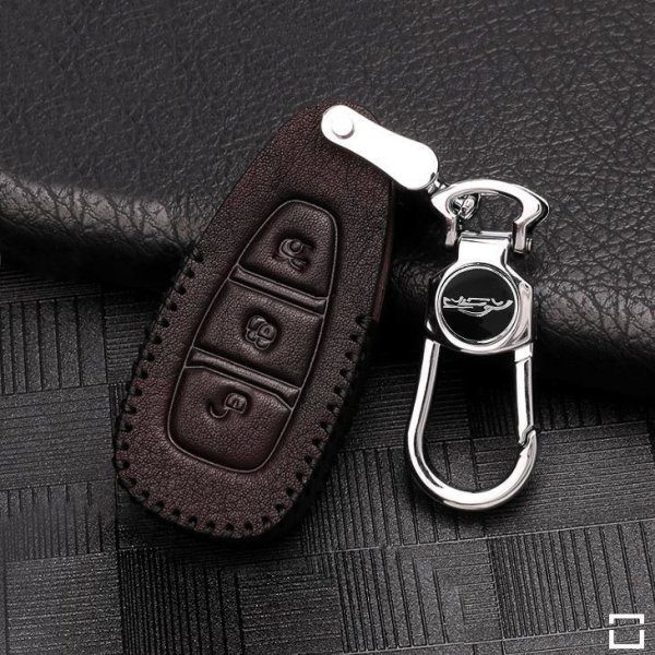 Cover Guscio / Copri-chiave Pelle compatibile con Ford F5 Marrone scuro