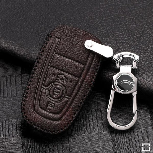RUSTY Leder Schlüssel Cover passend für Ford Schlüssel dunkelbraun LEK13-F8