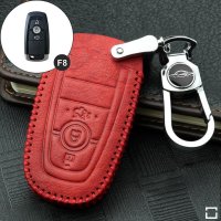 Leather key fob cover case fit for Ford F8 remote key red