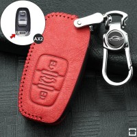 Leather key fob cover case fit for Audi AX2 remote key red