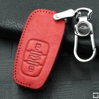 Leather key fob cover case fit for Audi AX2 remote key red