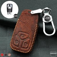Leather key fob cover case fit for Audi AX6 remote key light brown