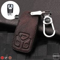 Leather key fob cover case fit for Audi AX6 remote key dark brown