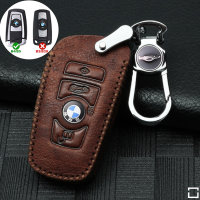 Leather key fob cover case fit for BMW B4, B5 remote key light brown