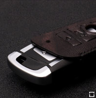 Leather key fob cover case fit for BMW B6, B7 remote key dark brown