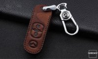 Leather key fob cover case fit for Mazda MZ1 remote key red