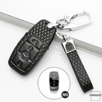 BLACK-ROSE Leder Schlüssel Cover für Mercedes-Benz Schlüssel schwarz LEK4-M9