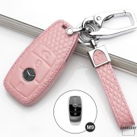 Leather key fob cover case fit for Mercedes-Benz M9 remote key rose