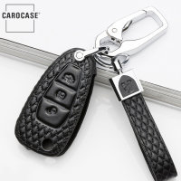 BLACK-ROSE Leder Schlüssel Cover für Ford Schlüssel schwarz LEK4-F4