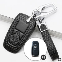 Leather key fob cover case fit for Ford F8 remote key black