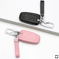 Coque de protection en cuir pour voiture Ford clé télécommande F9 rose