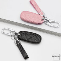 BLACK-ROSE Leder Schlüssel Cover für Ford Schlüssel schwarz LEK4-F3