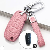 Leather key fob cover case fit for Ford F2 remote key rose