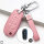 BLACK-ROSE Leder Schlüssel Cover für Ford Schlüssel rosa LEK4-F2