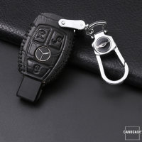Leather key fob cover case fit for Mercedes-Benz M7 remote key black/black